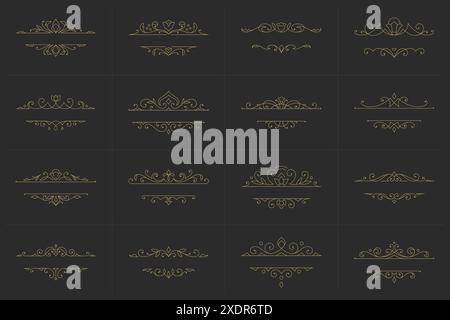 Ensemble de vecteurs calligraphiques calligraphiques filigrane d'ornement vintage. Séparateurs Classic FLOURISTS pour la décoration de texte. Éléments de design décoratifs f Illustration de Vecteur