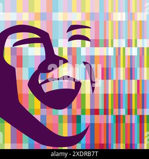 conception d'illustration graphique abstraite colorée avec visage d'homme heureux Illustration de Vecteur