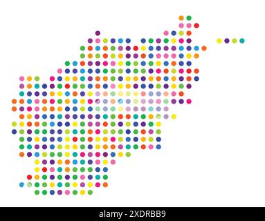 Carte abstraite de l'Afghanistan montrant la région du pays avec un motif de cercles colorés Illustration de Vecteur