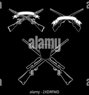 Fusils de chasse croisés et fusils. Elément de design pour emblème, signe. Illustration de Vecteur
