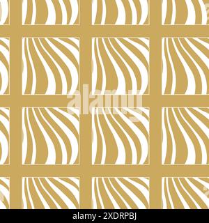 Motif géométrique abstrait avec des vagues, des rayures, des lignes. Arrière-plan vectoriel transparent. Ornement blanc et or. Design graphique moderne. Banque D'Images