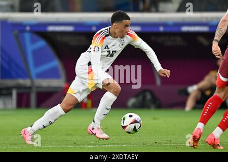 Jamal Musiala (10 ans), de l'Allemagne, photographié lors d'un match de football entre les équipes nationales de Suisse et d'Allemagne le troisième jour du groupe A dans la phase de groupes du tournoi UEFA Euro 2024 , le dimanche 23 juin 2024 à Francfort , Allemagne . PHOTO SPORTPIX | David Catry Banque D'Images