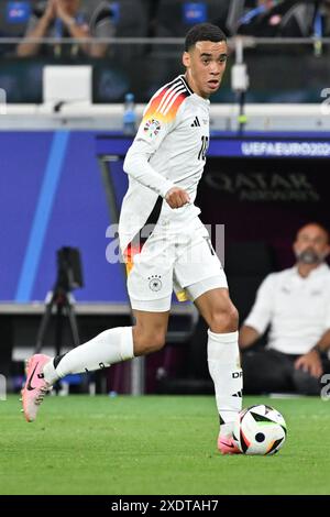 Jamal Musiala (10 ans), de l'Allemagne, photographié lors d'un match de football entre les équipes nationales de Suisse et d'Allemagne le troisième jour du groupe A dans la phase de groupes du tournoi UEFA Euro 2024 , le dimanche 23 juin 2024 à Francfort , Allemagne . PHOTO SPORTPIX | David Catry Banque D'Images