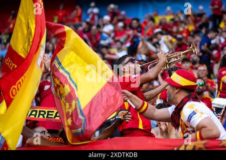 Fans von Spanien, GER, Albanie (ALB) vs Espagne (ESP), Fussball Europameisterschaft, UEFA EURO 2024, Gruppe B, 3. Spieltag, 24.06.2024 Foto : Eibner-Pressefoto/Michael Memmler Banque D'Images