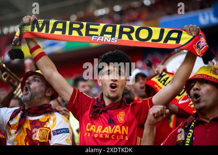 Fans von Spanien, GER, Albanie (ALB) vs Espagne (ESP), Fussball Europameisterschaft, UEFA EURO 2024, Gruppe B, 3. Spieltag, 24.06.2024 Foto : Eibner-Pressefoto/Michael Memmler Banque D'Images