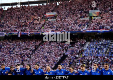 Leipzig, Germanie. 24 juin 2024. Équipe d'Italie lors du match de football Euro 2024 entre la Croatie et l'Italie au stade de Leipzig, Leipzig, Allemagne - lundi 24 juin 2024. Sport - Football. (Photo de Fabio Ferrari/LaPresse) crédit : LaPresse/Alamy Live News Banque D'Images