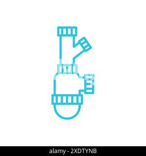 Siphon d'évier facile d'entretien avec connecteur pour lave-vaisselle. Isolé sur fond blanc. À partir du jeu d'icônes bleues. Illustration de Vecteur