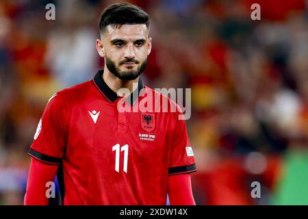 Dusseldorf, Allemagne. 24 juin 2024. DUSSELDORF, Dusseldorf Arena, 24-06-2024, Championnat d'Europe de Football Euro2024, match de groupes no.27 entre l'Albanie et l'Espagne, joueur albanais Armando Broja crédit : Pro Shots/Alamy Live News Banque D'Images