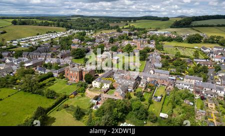 Vue aérienne par drone de Greenlaw Town, Scottish Borders. Écosse, Royaume-Uni Banque D'Images