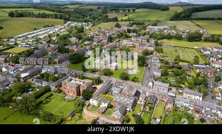 Vue aérienne par drone de Greenlaw Town, Scottish Borders. Écosse, Royaume-Uni Banque D'Images