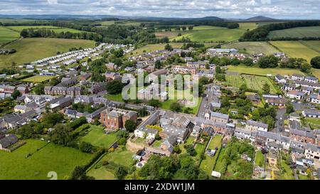 Vue aérienne par drone de Greenlaw Town, Scottish Borders. Écosse, Royaume-Uni Banque D'Images