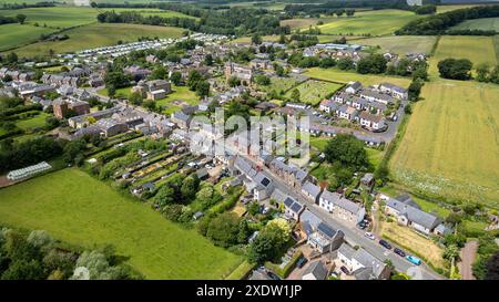 Vue aérienne par drone de Greenlaw Town, Scottish Borders. Écosse, Royaume-Uni Banque D'Images