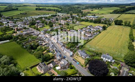 Vue aérienne par drone de Greenlaw Town, Scottish Borders. Écosse, Royaume-Uni Banque D'Images