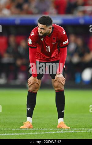 Duesseldorf, Allemagne. 24 juin 2024. Football, UEFA Euro 2024, Championnat d'Europe, Albanie - Espagne, Tour préliminaire, groupe B, Journée 3, Düsseldorf Arena, l'albanais Armando Broja. Crédit : Marius Becker/dpa/Alamy Live News Banque D'Images