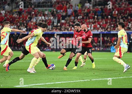 Düsseldorf, Allemagne. 24 juin 2024. Armando Broja de l'Albanie lors du match de la phase de groupes de l'UEFA EURO 2024 entre l'Albanie et l'Espagne à la Düsseldorf Arena. Crédit : Meng Gao/Alamy Live News Banque D'Images