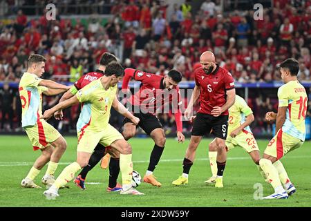 Düsseldorf, Allemagne. 24 juin 2024. Armando Broja de l'Albanie lors du match de la phase de groupes de l'UEFA EURO 2024 entre l'Albanie et l'Espagne à la Düsseldorf Arena. Crédit : Meng Gao/Alamy Live News Banque D'Images