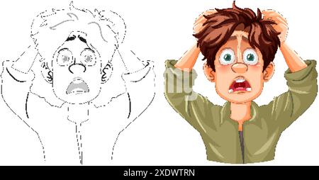 Un jeune homme avec une expression choquée Illustration de Vecteur