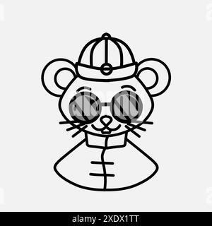 Mascotte de logo de symbole de signe chinois de souris sur le nouvel an lunaire. Illustration de Vecteur