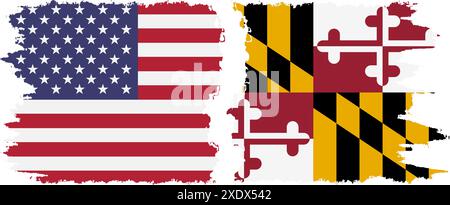 Connexion des drapeaux grunge de l'état du Maryland et des Etats-Unis, vecteur Illustration de Vecteur