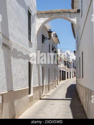 Rue blanche typique des villes du sud de l'Espagne, celle-ci est à Osuna, une belle ville dans la province de Séville Banque D'Images