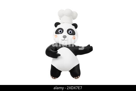 Chef Panda avec style de dessin animé, rendu 3D. Illustration 3D. Banque D'Images