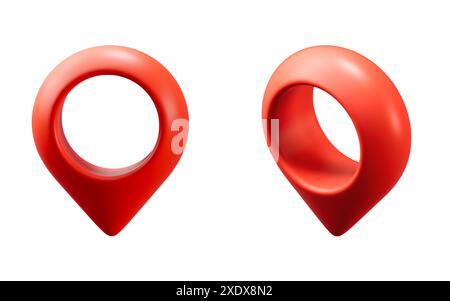 Signe de marqueur de position rouge, rendu 3D. Illustration 3D. Banque D'Images