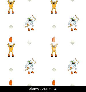 y2k school groovy motif sans couture. Motif enfants avec fournitures scolaires et éléments de l'an 2000. Éducation répétition de fond avec papeterie, tendance re Illustration de Vecteur