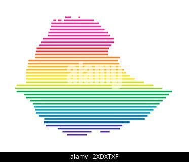 Carte abstraite de l'Éthiopie montrant le pays avec des lignes parallèles horizontales dans les couleurs arc-en-ciel Illustration de Vecteur