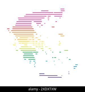 Carte abstraite de la Grèce montrant le pays avec des lignes parallèles horizontales aux couleurs de l'arc-en-ciel Illustration de Vecteur