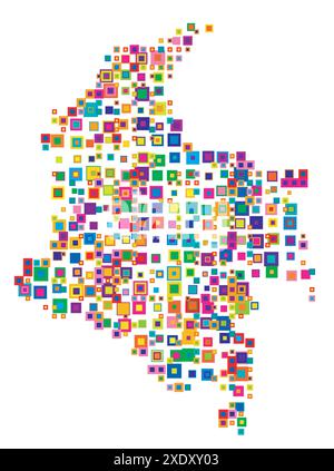 Carte abstraite de la Colombie carte abstraite montrant le pays avec un motif de carrés colorés se chevauchant comme des bonbons Illustration de Vecteur