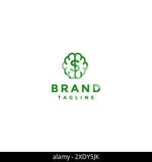 Symbole de devise dollar à l'intérieur du logo d'icône de cerveau. Décrivez le symbole de devise Dollar et la conception d'icône de cerveau. Illustration de Vecteur