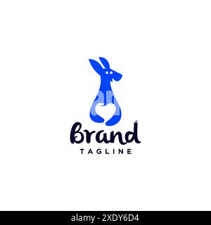 Mignon kangourou embrassant dents logo icône Design. Ludique dentiste logo Design avec icône de dents dans Un câlin kangourou mignon. Illustration de Vecteur