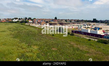 Vue aérienne à basse altitude du Wellington Gardens Development par Abbey New Homes Cross Road, Walmer, sur ce qui était un site vert. Banque D'Images