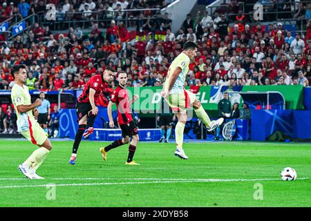 Armando Broja (11 ans) d'Albanie lors d'un match de football entre les équipes nationales d'Albanie et d'Espagne le troisième jour du Groupe B en phase de groupes du tournoi UEFA Euro 2024 , le lundi 24 juin 2024 à Dusseldorf , Allemagne . PHOTO SPORTPIX | Stijn Audooren Banque D'Images