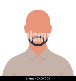 Homme chauve abstrait sans visage avec barbe. Avatar mâle barbu chauve. Illustration vectorielle Illustration de Vecteur