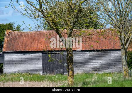 Grange de ferme en bois Saxtead Suffolk Angleterre Banque D'Images