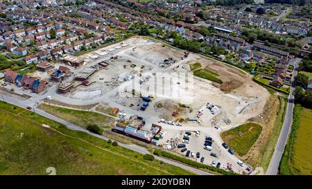 Vue aérienne du Wellington Gardens Development par Abbey New Homes Cross Road, Walmer, sur ce qui était un site vert, à la périphérie de la ville. Banque D'Images