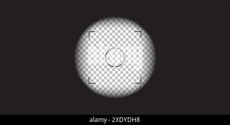 Caméra vidéo, jumelle et viseur à rouleau de caméra superposé. Caméra et modèle vectoriel de cadre binoculaire. Lignes noires sur fond transparent. Illustration de Vecteur