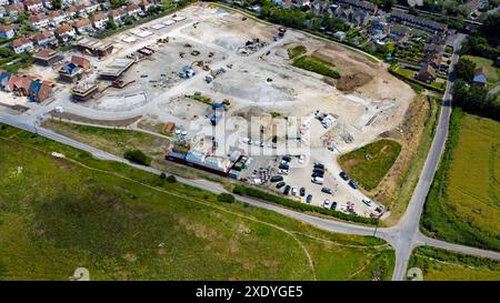 Vue aérienne du Wellington Gardens Development par Abbey New Homes Cross Road, Walmer, sur ce qui était un site vert, à la périphérie de la ville. Banque D'Images