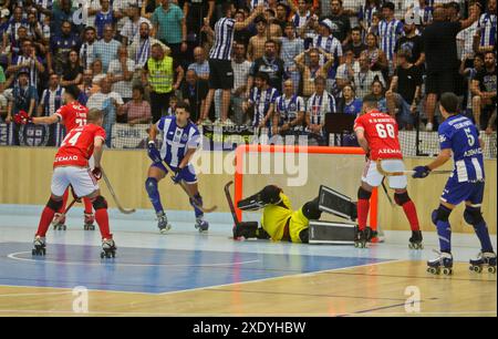 Porto, Portugal. 23 juin 2024. Porto, 23/06/2024 - Futebol Clube do Porto a accueilli Sport Lisboa e Benfica cet après-midi au Pavillon de l'Arena de Dragão, dans un match comptant pour le match 03 - Championnat national de hockey sur roulettes - finale - 2023/2024 crédit : Atlantico Press/Alamy Live News Banque D'Images