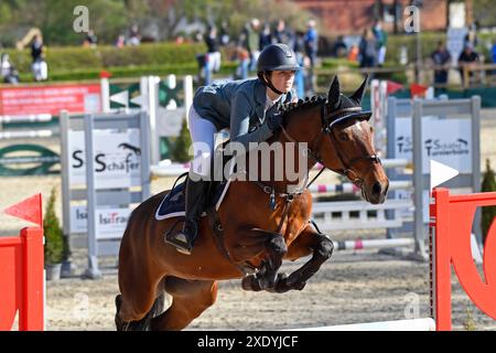 Championnats de poney d'Allemagne du Sud compétition de saut de poney Kranichsteiner Hof Banque D'Images