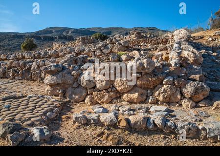 Palais des ruines de Zakros, site archéologique minoen, à Kato Zakro (Zakros), Géoparc de Sitia, Crète orientale, Grèce Banque D'Images