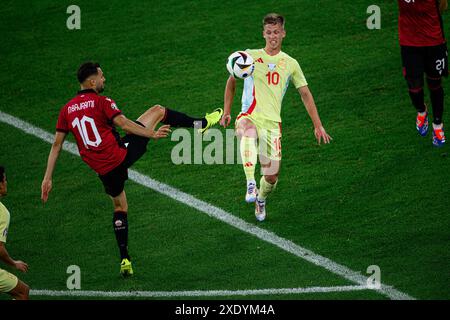 DUESSELDORF, ALLEMAGNE - 25 JUIN 2024 : le match de football de l'EURO 2024 Albanie vs Espagne à Duesseldorf Arena Banque D'Images