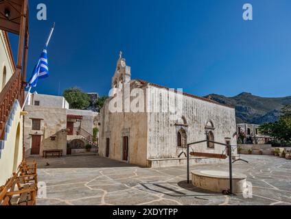 Église de deux nefs au monastère de Saint Jean le théologien, monastère de Preveli, près de Plakias, Crète centrale, Grèce Banque D'Images