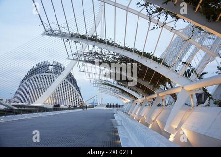 Agora et l'Assut de l'Or Bridge, Cité des Arts et des Sciences, Valence. Comunidad Valenciana, Espagne Banque D'Images