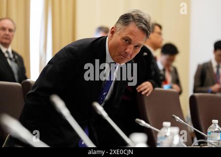 Le vice-premier ministre australien et ministre de la Défense Richard Marles lors de la réunion du MinistersÕ Australie-République de Corée sur les affaires étrangères et la défense à Melbourne, le mercredi 1er mai 2024. AAP image/Pool, Asanka Brendon Ratnayake NO ARCHIVING MELBOURNE VICTORIA AUSTRALIE *** Vice-premier ministre australien et Ministre de la Défense Richard Marles lors de la République de Corée 2 2 Affaires étrangères et Défense MinistersÕ Réunion à Melbourne, mercredi 1er mai 2024 AAP image Pool, Asanka Brendon Ratnayake NO ARCHIVING MELBOURNE VICTORIA AUSTRALIA Poolfoto AAPIMAGE , USAGE ÉDITORIAL EXCLUSIF Banque D'Images