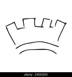 Couronne dessinée à la main. Simple croquis de graffiti reine ou couronne de roi. Couronnement impérial royal et symbole monarque. Pinceau noir doodle isolé sur fond blanc Illustration de Vecteur