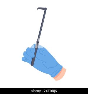 La main des médecins dans le gant en latex jetable en caoutchouc tenant l'illustration vectorielle de l'équipement chirurgical Illustration de Vecteur