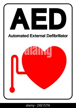 Symbole du défibrillateur automatisé externe DAE, illustration vectorielle, étiquette d'isolation sur fond blanc. EPS10 Banque D'Images