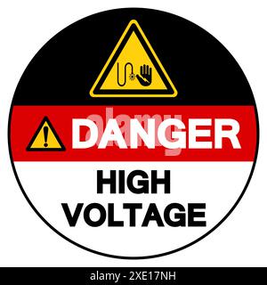Symbole de danger haute tension, illustration vectorielle, étiquette isolée sur fond blanc. EPS10 Banque D'Images